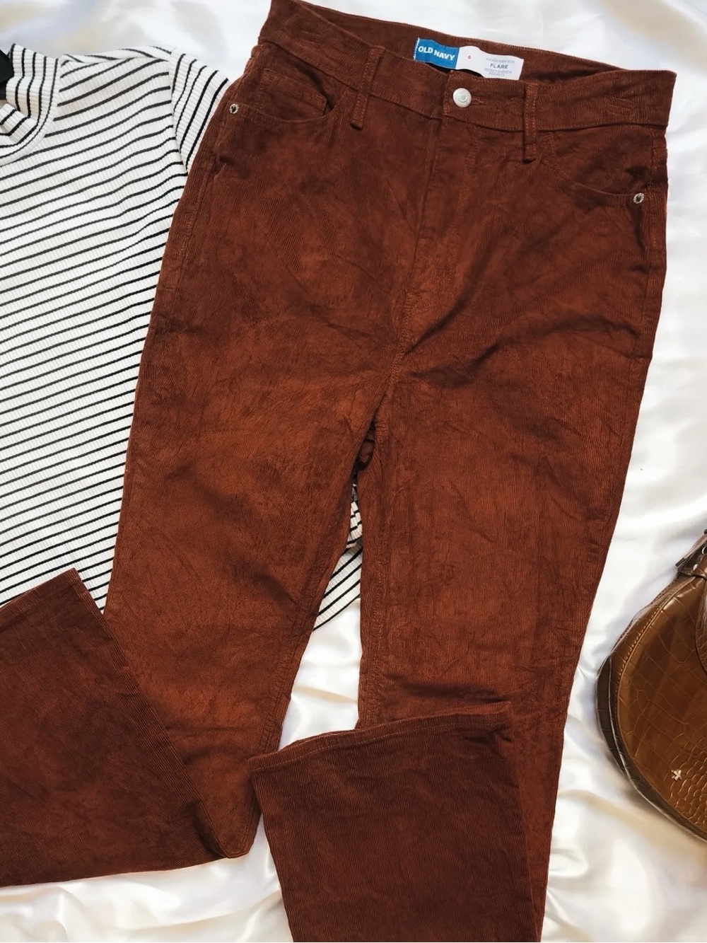 Old Navy Brown Flared Corduroy Pants Size 8 Brown Higher High-Rise 732284